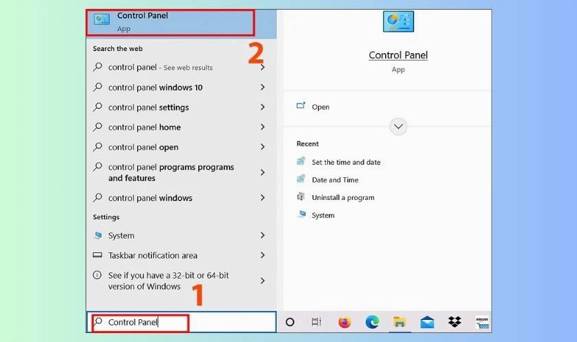 Sử dụng Control Panel để mở bàn phím ảo