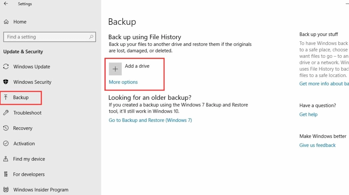 Sử dụng File History