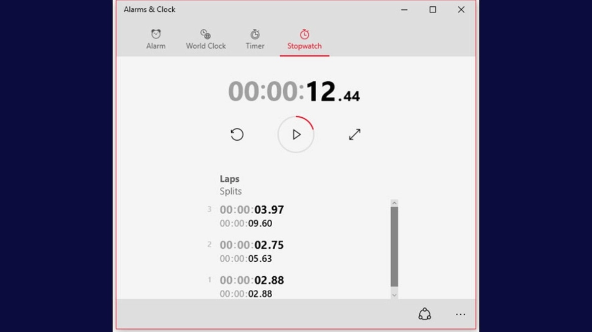 Hướng dẫn chi tiết cách đặt báo thức trên laptop nhanh chóng và hiệu quả 17 Sử dụng Stopwatch bấm giờ