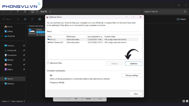 Hướng dẫn chi tiết cách làm giảm lag laptop chạy mượt mà như mới 16 Sử dụng tính năng Disk Defragmenter có sẵn trên hệ thống Windows