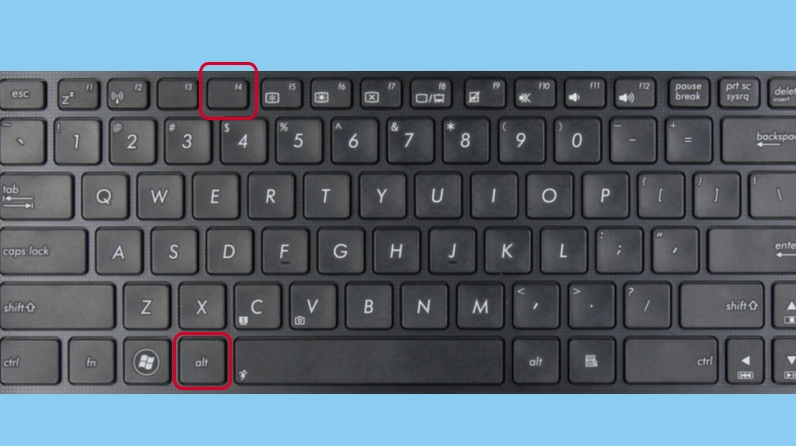 Sử dụng tổ hợp phím Alt và F4 để mở hộp thoại tắt máy tính