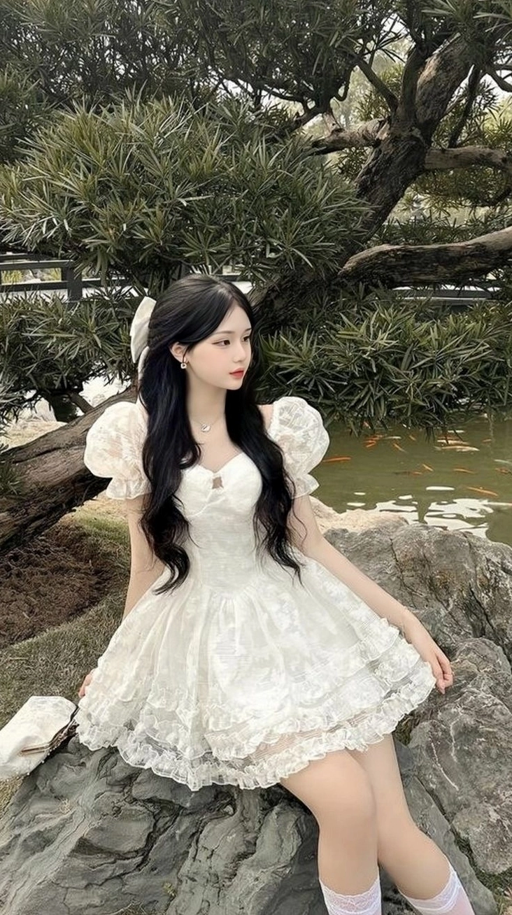 Sự thanh thoát của cô nàng váy trắng quyến rũ