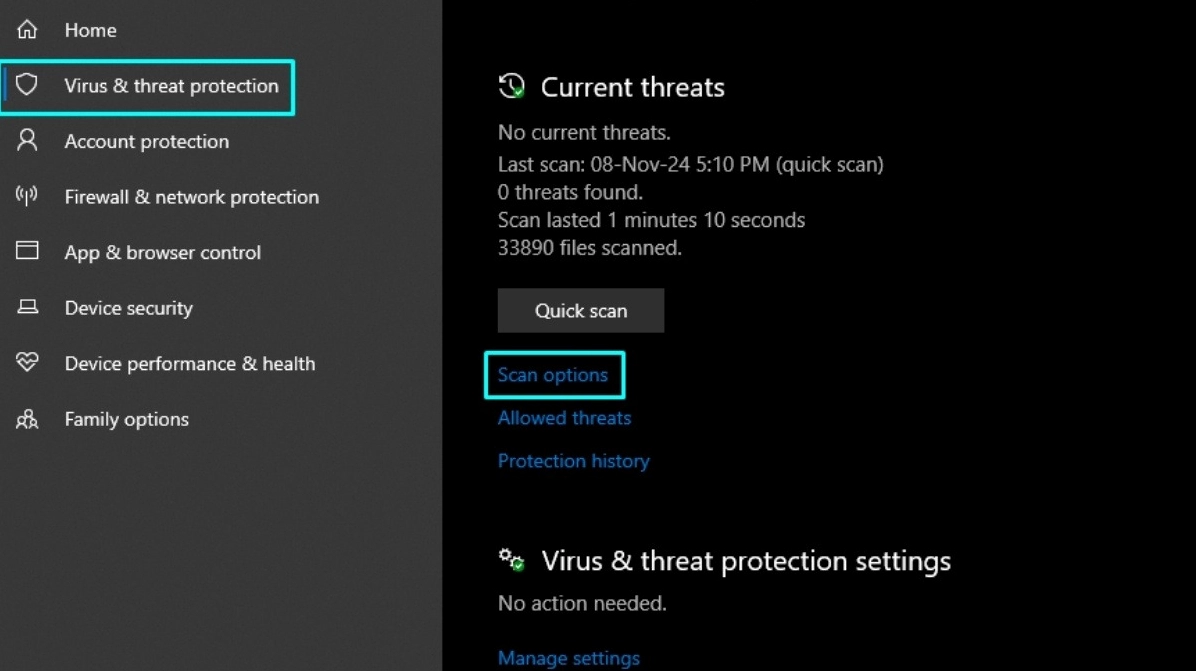 Tại giao diện Windows Security, bạn click vào mục Virus and threat protection