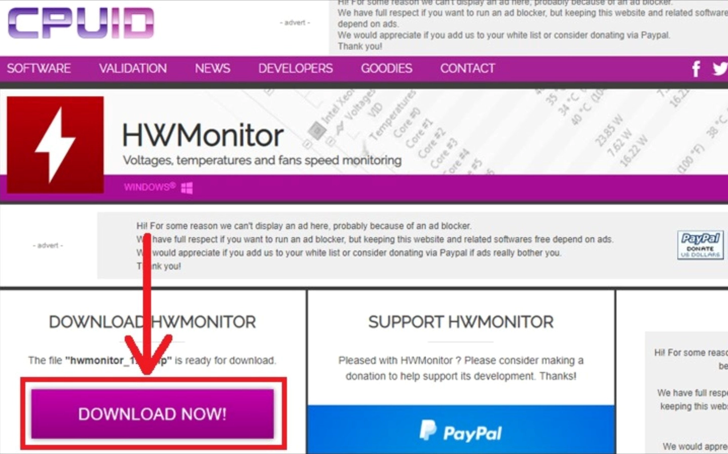 Tải xuống phần mềm HWMonitor từ trang chủ chính thức