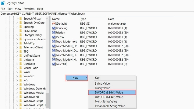 Tạo tệp DWORD (32-bit) Value
