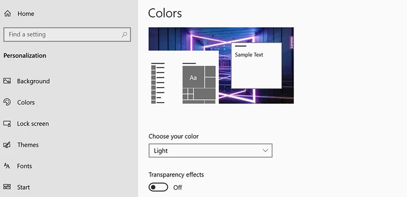Tắt hiệu ứng đồ họa, biểu tượng trong suốt trên máy