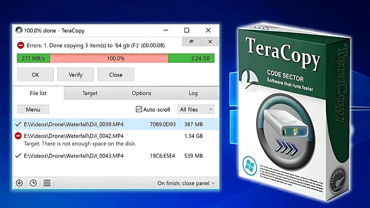 TeraCopy giúp tăng tốc độ sao chép tệp, đặc biệt là với các tệp dung lượng lớn