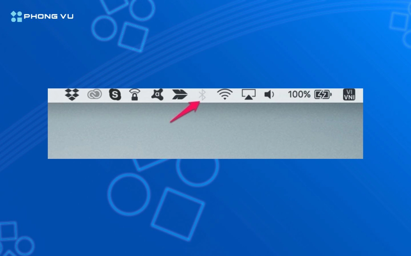 Thao tác chọn Bluetooth ngay trên Menu Bar của hệ điều hành macOS