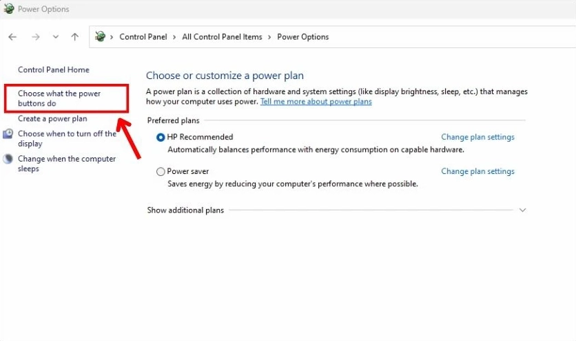Hướng dẫn chi tiết cách tắt laptop đúng cách giúp bảo vệ tuổi thọ thiết bị an toàn tuyệt đối 16 Thao tác chọn mục Choose what the power buttons do ở bên trái cửa sổ chương trình cài đặt