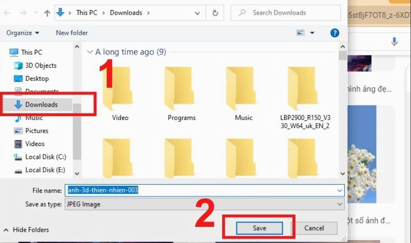 Thao tác chọn thư mục lưu ảnh chi tiết trên giao diện Windows