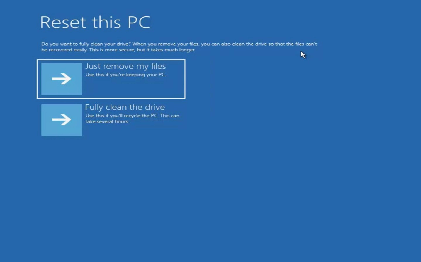 Thao tác giữ nút nguồn để khởi động lại máy và vào môi trường khôi phục WinRE