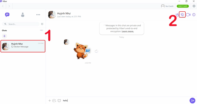 Thao tác nhấn vào biểu tượng chiếc điện thoại để thực hiện cuộc gọi âm thanh