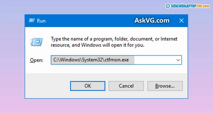 Thao tác nhập dòng địa chỉ như hình rồi nhấn Enter để chạy lệnh