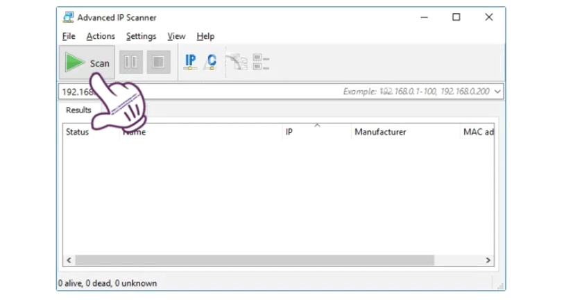 Thao tác quét mạng trên phần mềm Advanced IP Scanner
