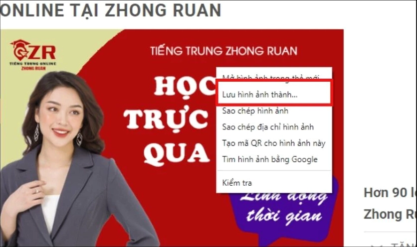 Thao tác tải ảnh từ website bất kỳ về thiết bị cá nhân