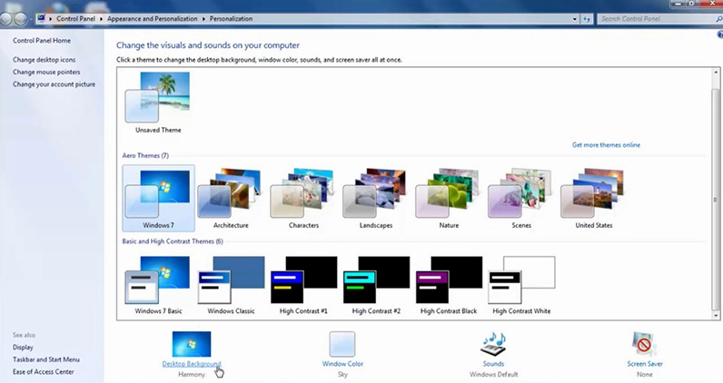 Hướng dẫn chi tiết cách cài màn hình laptop sắc nét và khắc phục lỗi ảnh mờ 27 Thay đổi hình nền Windows 7 qua phần Settings