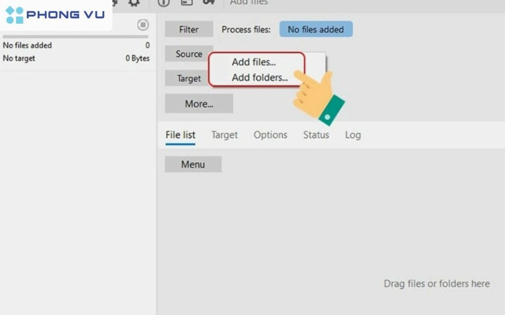 Thêm thư mục cần sao chép