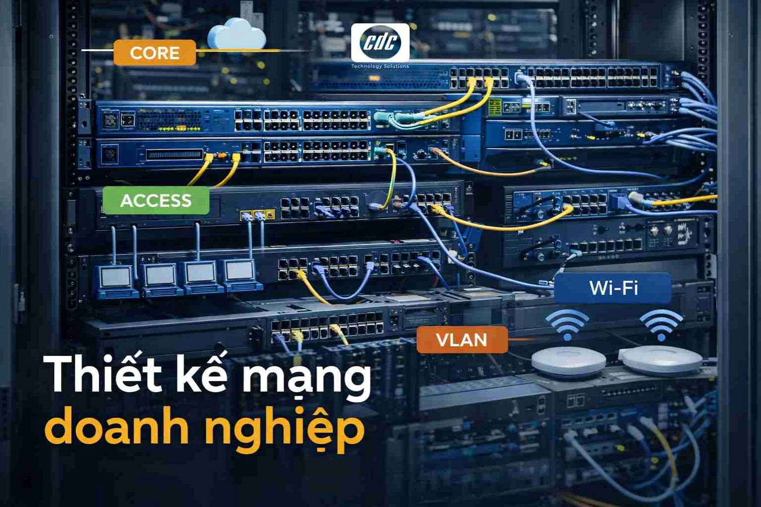 Thiết kế mạng doanh nghiệp: Chọn core-access, VLAN, Wi-Fi theo quy mô