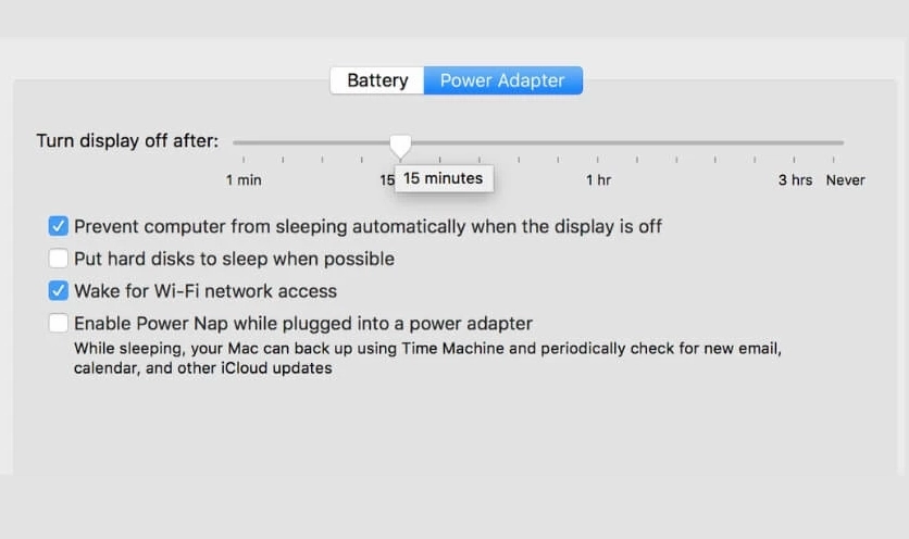 Thiết lập thời gian chờ để tắt màn hình và đưa ổ cứng vào trạng thái nghỉ