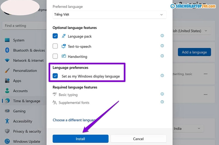 Hướng dẫn chi tiết cách đổi ngôn ngữ trên laptop Windows nhanh chóng 9 Thiết lập Tiếng Việt là ngôn ngữ Windows