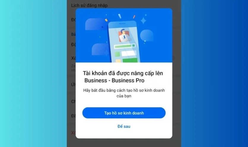 Thông báo Nâng cấp tài khoản Zalo Business thành công