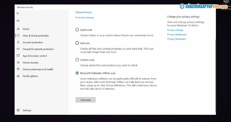 Tích chọn chế độ quét sâu Full scan như hình và click nút Scan now để bắt đầu
