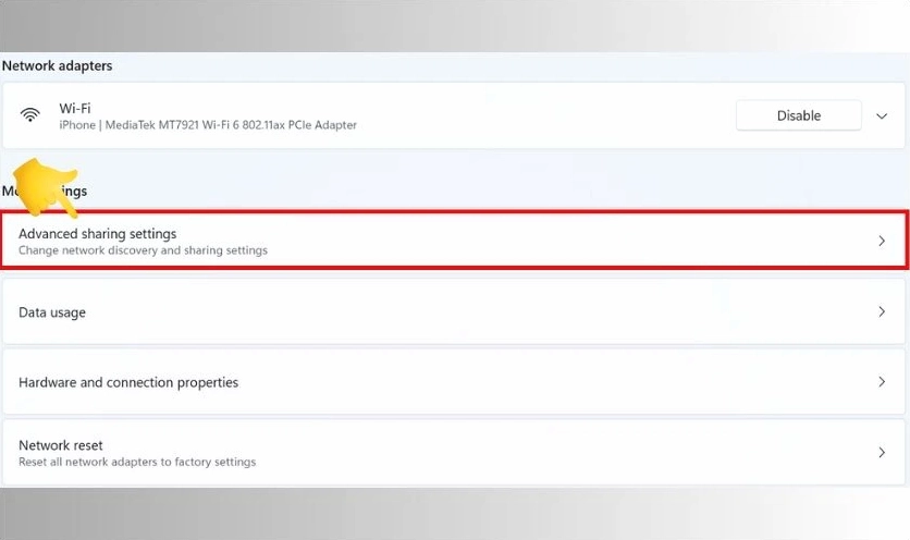 Hướng dẫn chi tiết cách truyền dữ liệu giữa 2 máy tính laptop hiệu quả nhất 25 Tiếp tục chọn hạng mục Advanced sharing settings