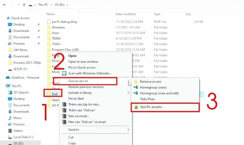 Tiếp tục chọn Specific people…
