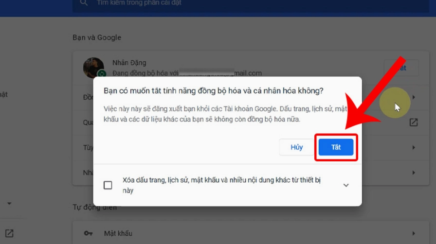 Tiếp tục nhấn vào Tắt để hoàn tất