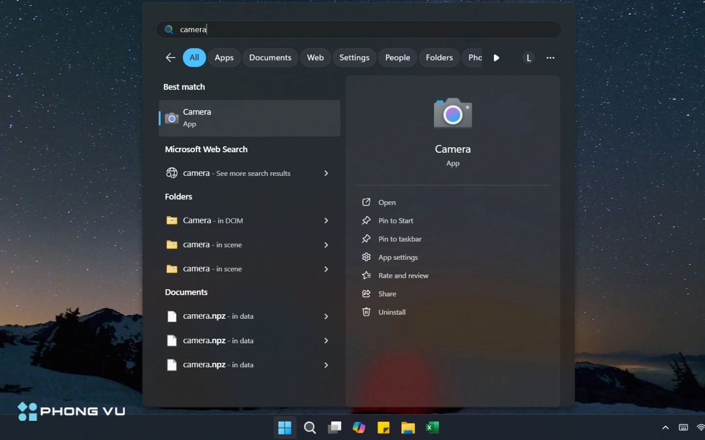 Hướng dẫn chi tiết cách bật camera trên laptop dell khắc phục lỗi nhanh chóng năm 2026 11 Tìm kiếm từ khóa camera trên thanh công cụ tìm kiếm của hệ điều hành Windows