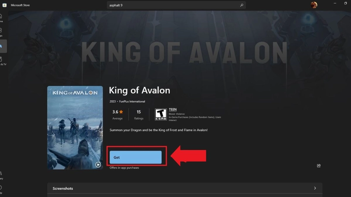 TÌm kiếm và nhấn Get để tải ứng dụng bạn muốn về