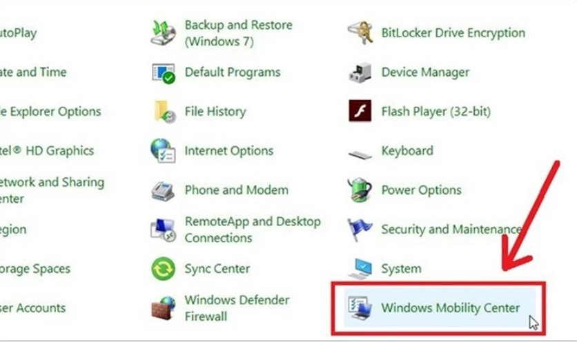 Hướng dẫn chi tiết cách bật đèn bàn phím laptop Asus nhanh chóng và đơn giản 10 Tìm kiếm và nhấp vào Windows Mobility Center để mở cài đặt