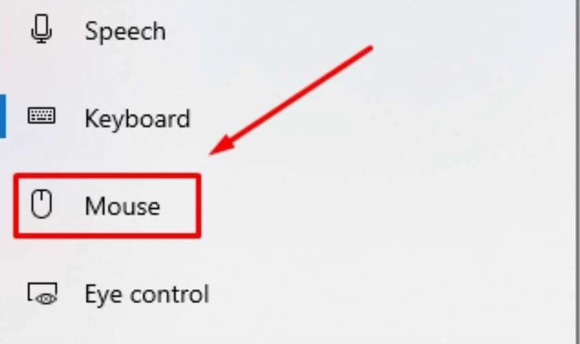 Tìm và chọn mục Mouse nằm trong danh sách các tùy chọn Interaction của Windows
