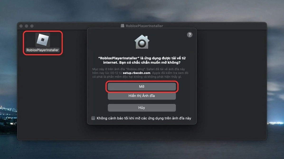 Tìm và mở file RobloxPlayerInstaller vừa tải về để bắt đầu cài đặt