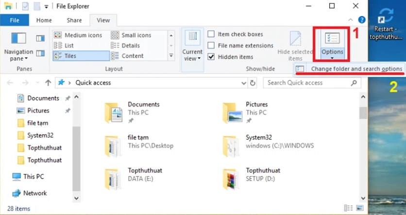 Tinh chỉnh các thiết lập trong File Explorer