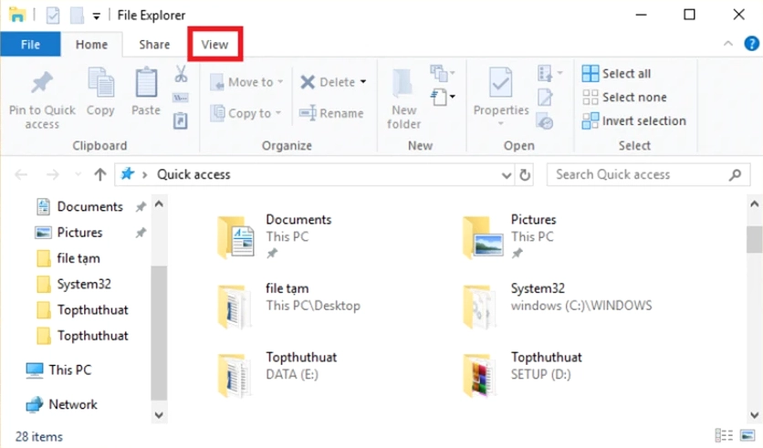 Tinh chỉnh các thiết lập trong File Explorer