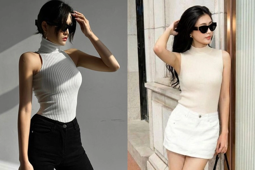 Trà My cá tính trong mẫu áo ba lỗ cổ cao sành điệu