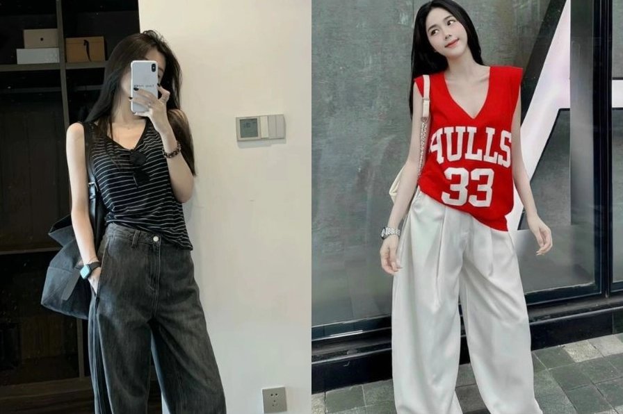 Trà My rạng rỡ trong chiếc áo ba lỗ form rộng phong cách thoải mái