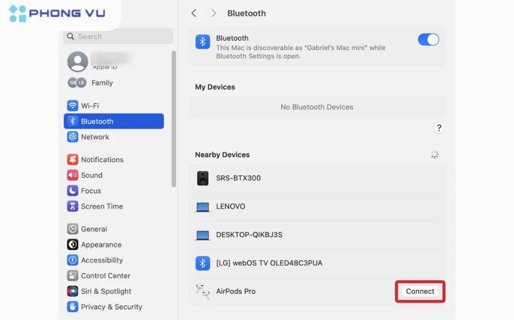Hướng dẫn chi tiết cách kết nối bluetooth laptop với tai nghe không dây hiệu quả nhất 2026 13 Trên cửa sổ Bluetooth chọn tên tai nghe của bạn từ danh sách và click vào Connect