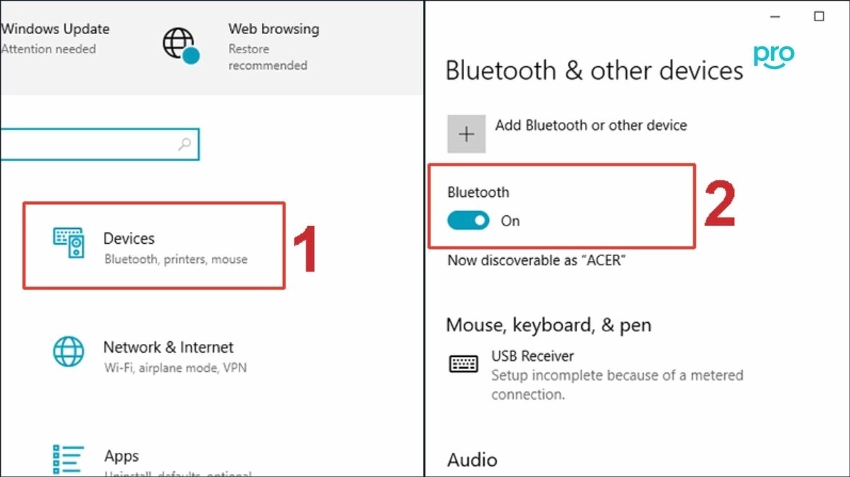 Hướng dẫn chi tiết cách kết nối 2 laptop để chơi game mượt mà không giật lag 19 Trên laptop Windows Vào Settings Devices Bluetooth Bật On