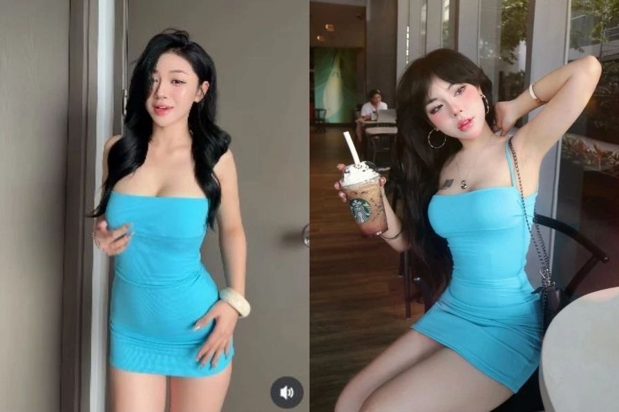 tron bo hinh anh gai xinh mac vay xanh day suc hut va quyen 218