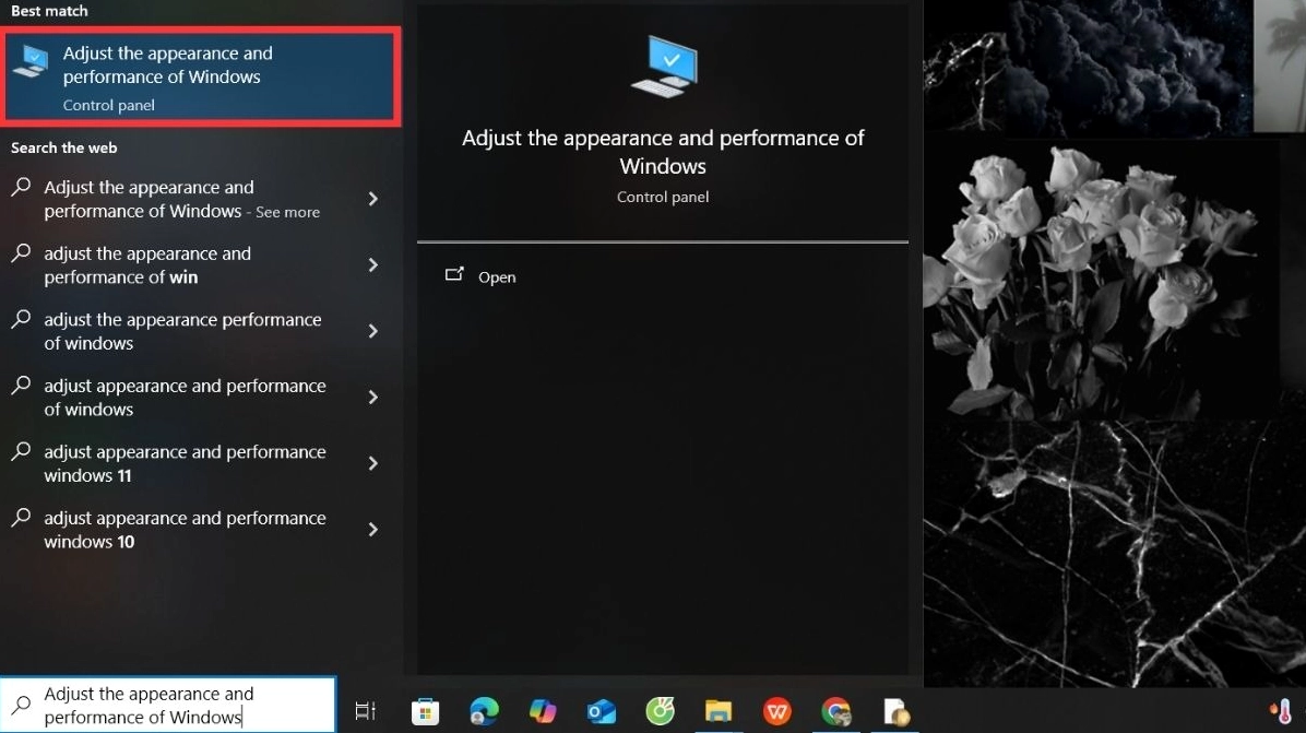 Hướng dẫn chi tiết cách tăng tốc cho laptop chạy mượt mà như mới 25 Trong ô tìm kiếm Windows bạn nhập và chọn Adjust the appearance and performance of Windows