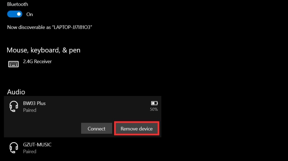 Hướng dẫn chi tiết cách bật bluetooth trên laptop dell inspiron nhanh chóng nhất 31 Trong phần cài đặt Bluetooth bạn chọn Remove device