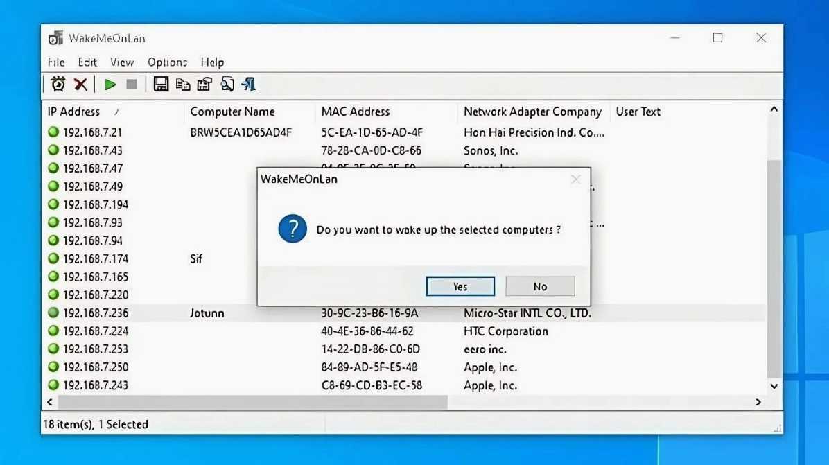 Trong WakeMeOnLan, bạn nhập địa chỉ MAC và địa chỉ IP của laptop Asus rồi nhấn nút Wake Up