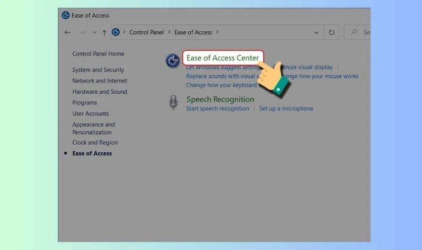 Trung tâm tùy chỉnh các tùy chọn nâng cao Ease of Access Center