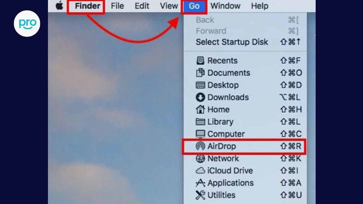 Hướng dẫn chi tiết cách gửi hình từ iPhone qua laptop nhanh chóng và đơn giản nhất 5 Truy cập AirDrop trên máy tính MacBook