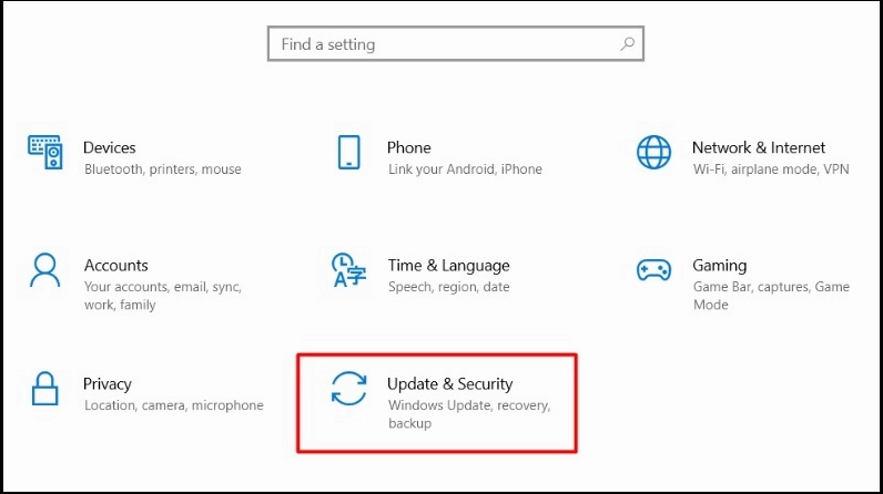 Hướng dẫn chi tiết cách boot laptop HP vào BIOS và Boot Menu nhanh chóng 11 Truy cập mục Update and Security trong phần cài đặt của Windows