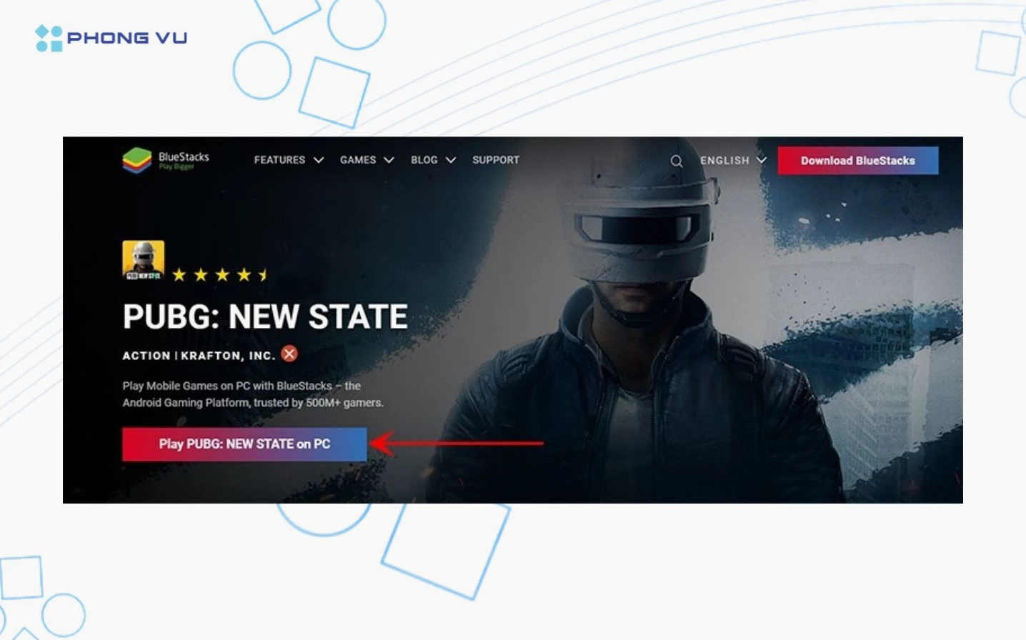 Truy cập trang chủ BlueStacks và tải phần mềm