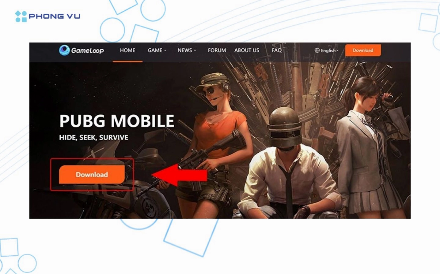 Truy cập trang chủ Tencent Gaming Buddy và nhấn Download để tải trình giả lập về máy tính