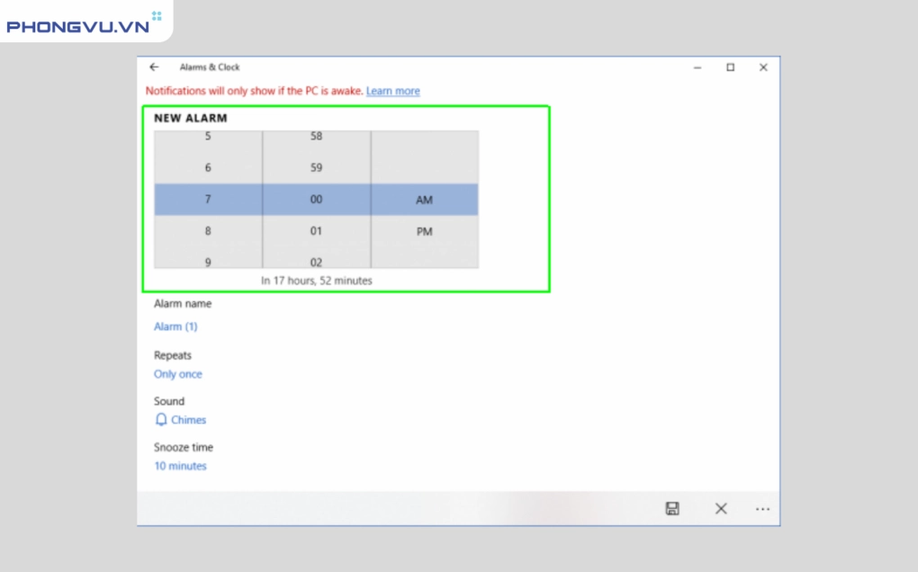 Hướng dẫn chi tiết cách đặt báo thức trên laptop nhanh chóng và hiệu quả 5 Tùy chỉnh thời gian cho báo thức